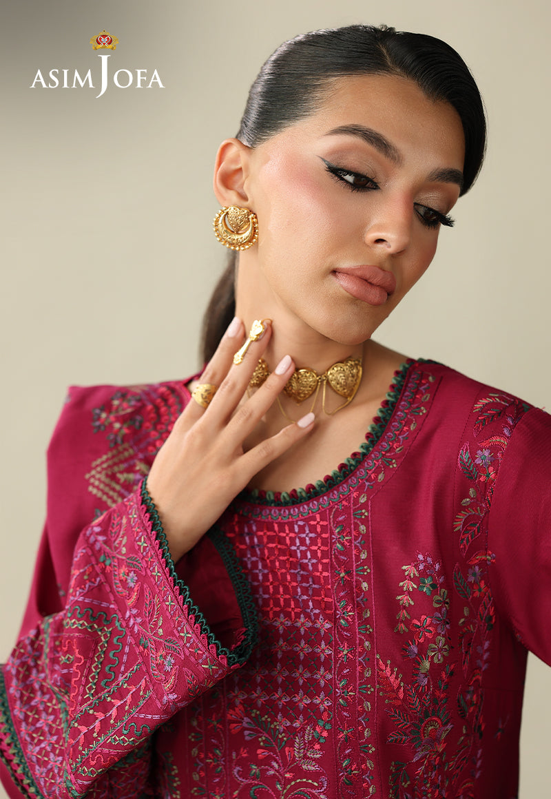 AJULK-07 Embroidered Rod Unstitched 3 Pcs