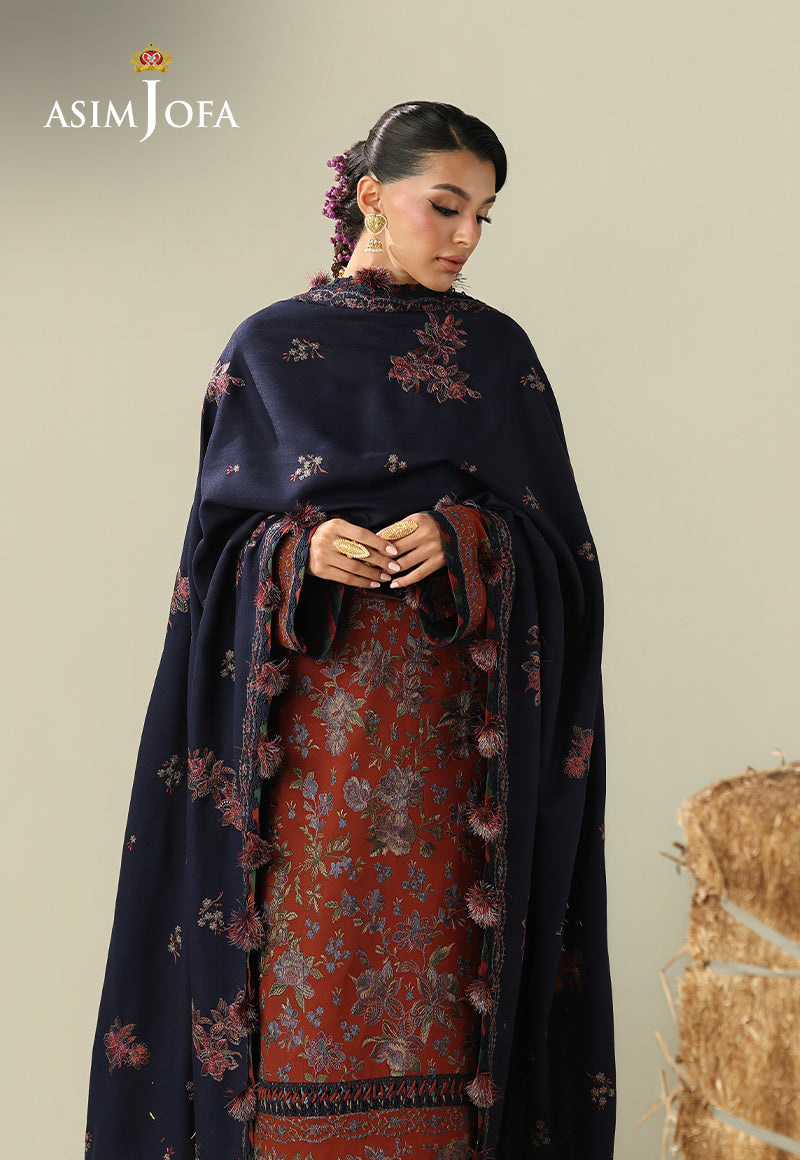 AJULK-02 Embroidered Rod Unstitched 3 Pcs