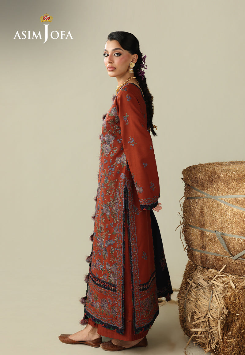 AJULK-02 Embroidered Rod Unstitched 3 Pcs