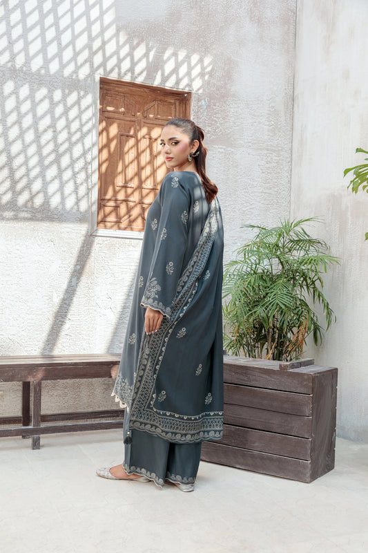03 Piece Unstitched Pashmina Printed
