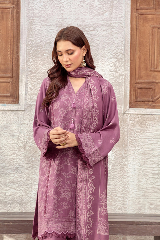 03 Piece Unstitched Pashmina Printed