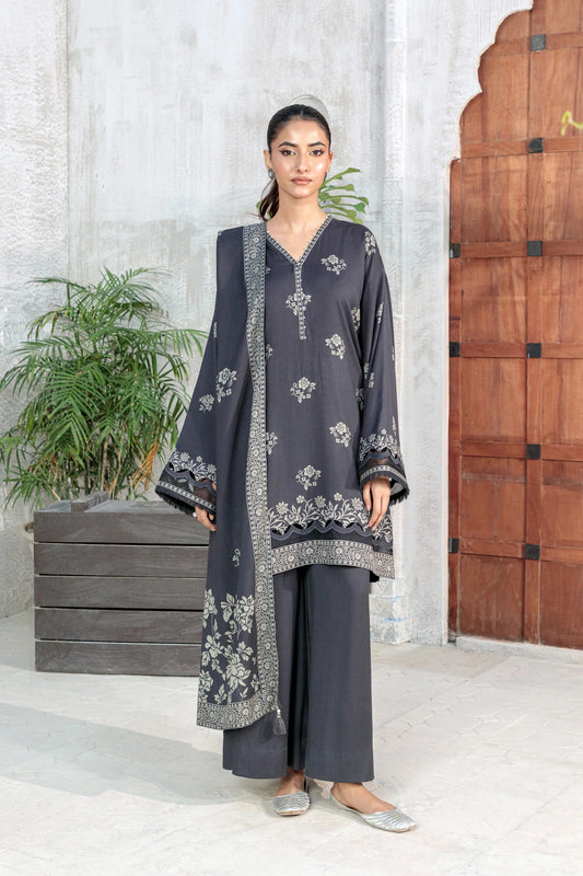 03 Piece Unstitched Pashmina Printed