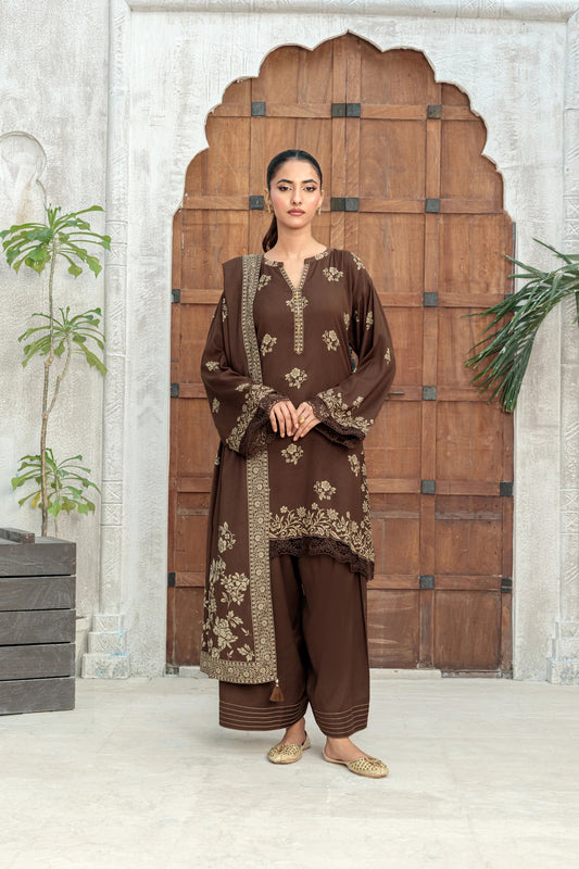 03 Piece Unstitched Pashmina Printed