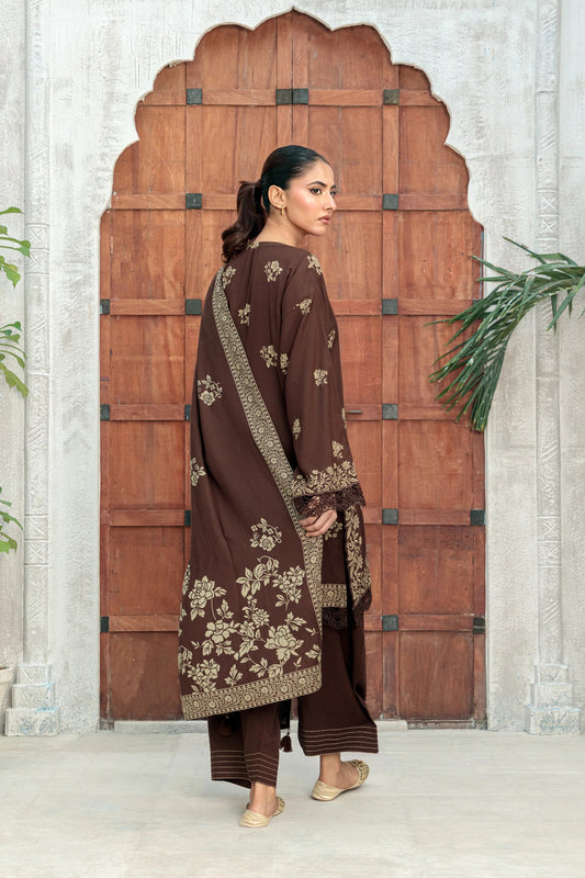 03 Piece Unstitched Pashmina Printed