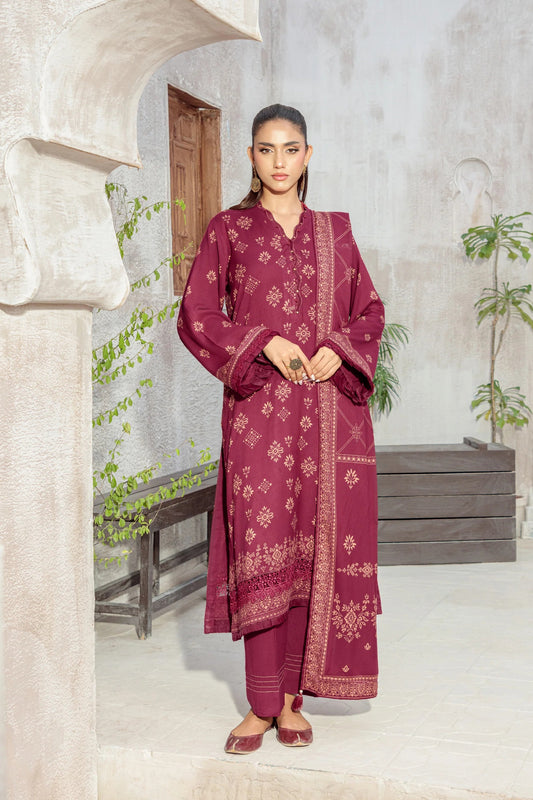 03 Piece Unstitched Pashmina Printed