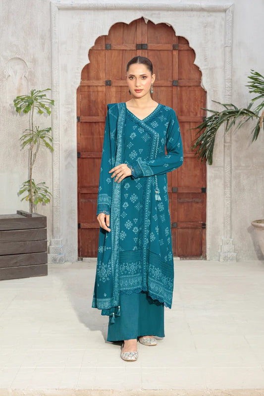 03 Piece Unstitched Pashmina Printed
