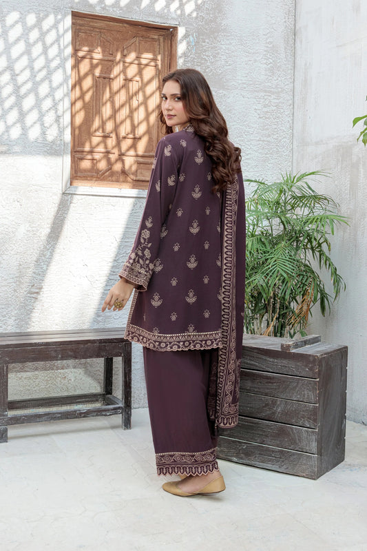 03 Piece Unstitched Pashmina Printed