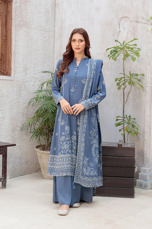 03 Piece Unstitched Pashmina Printed