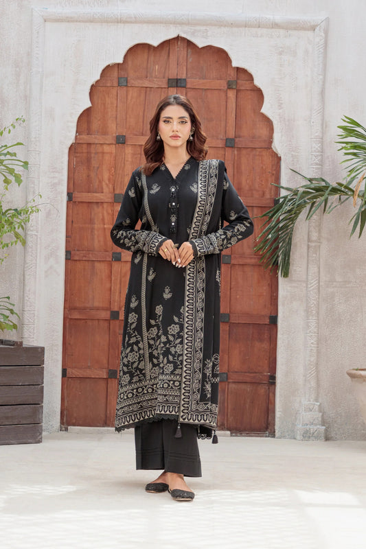 03 Piece Unstitched Pashmina Printed