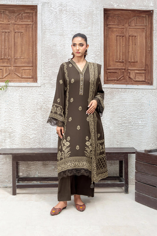 03 Piece Unstitched Pashmina Printed