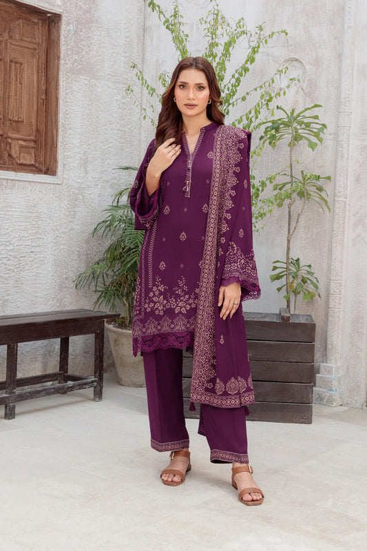 03 Piece Unstitched Pashmina Printed