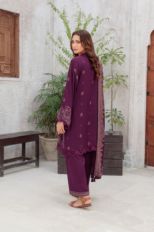 03 Piece Unstitched Pashmina Printed
