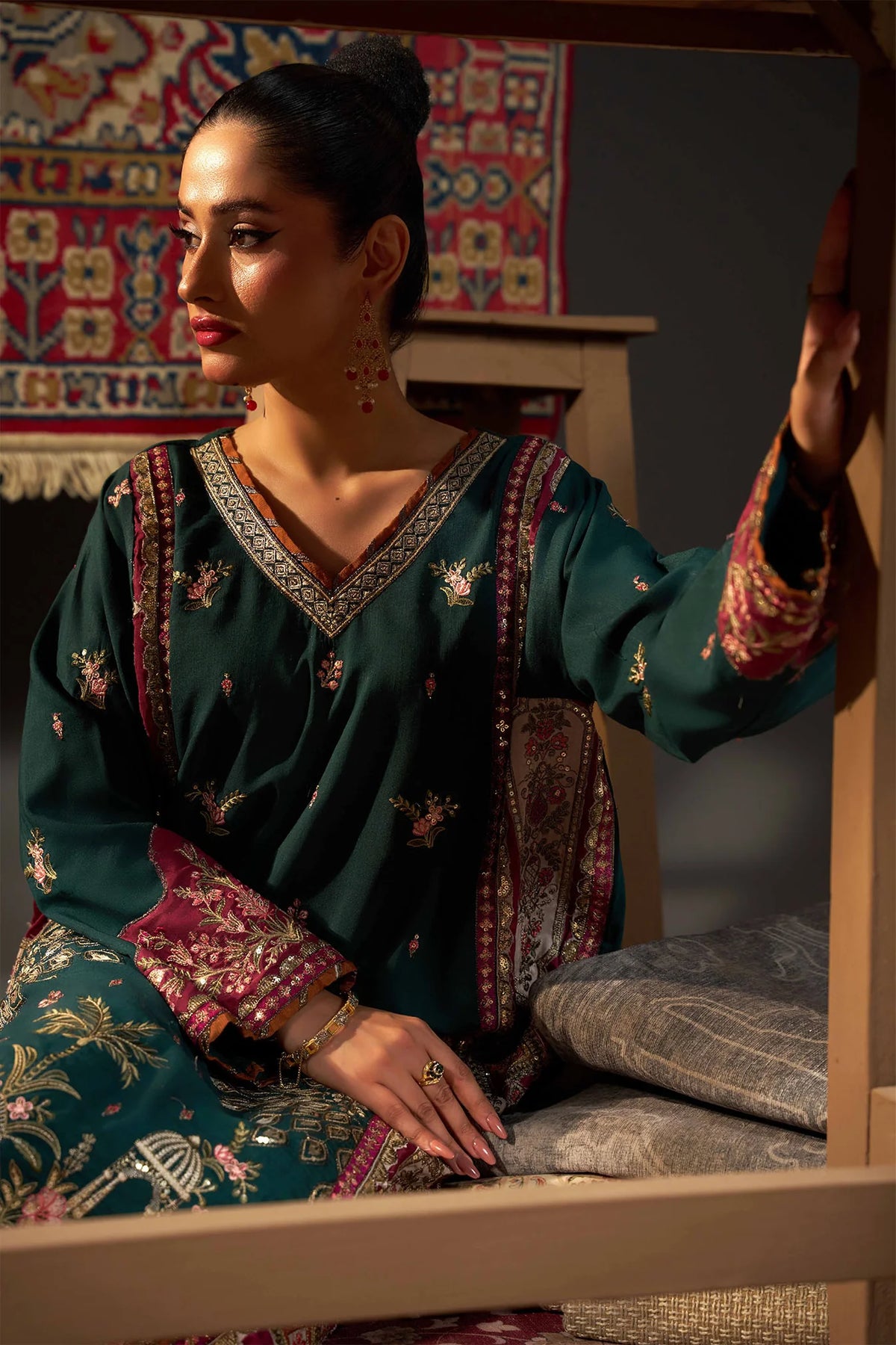 2 PIECE EMBROIDERED KHADAR KAFTAN EMB-581 A