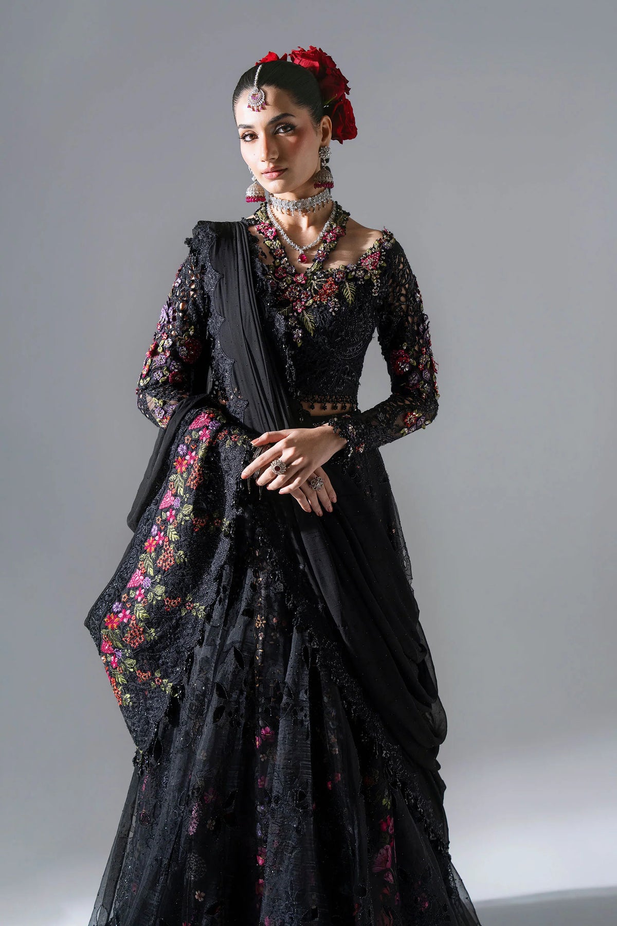 3 Piece Unstitched Embroidered Organza Suit | BD - 3101