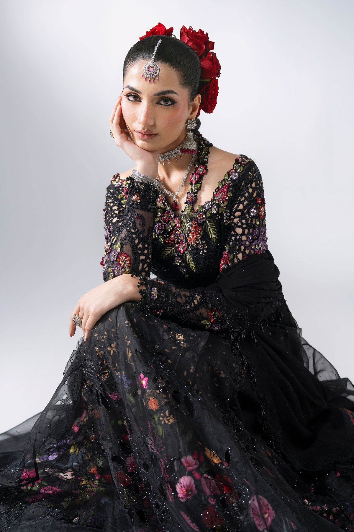 3 Piece Unstitched Embroidered Organza Suit | BD - 3101