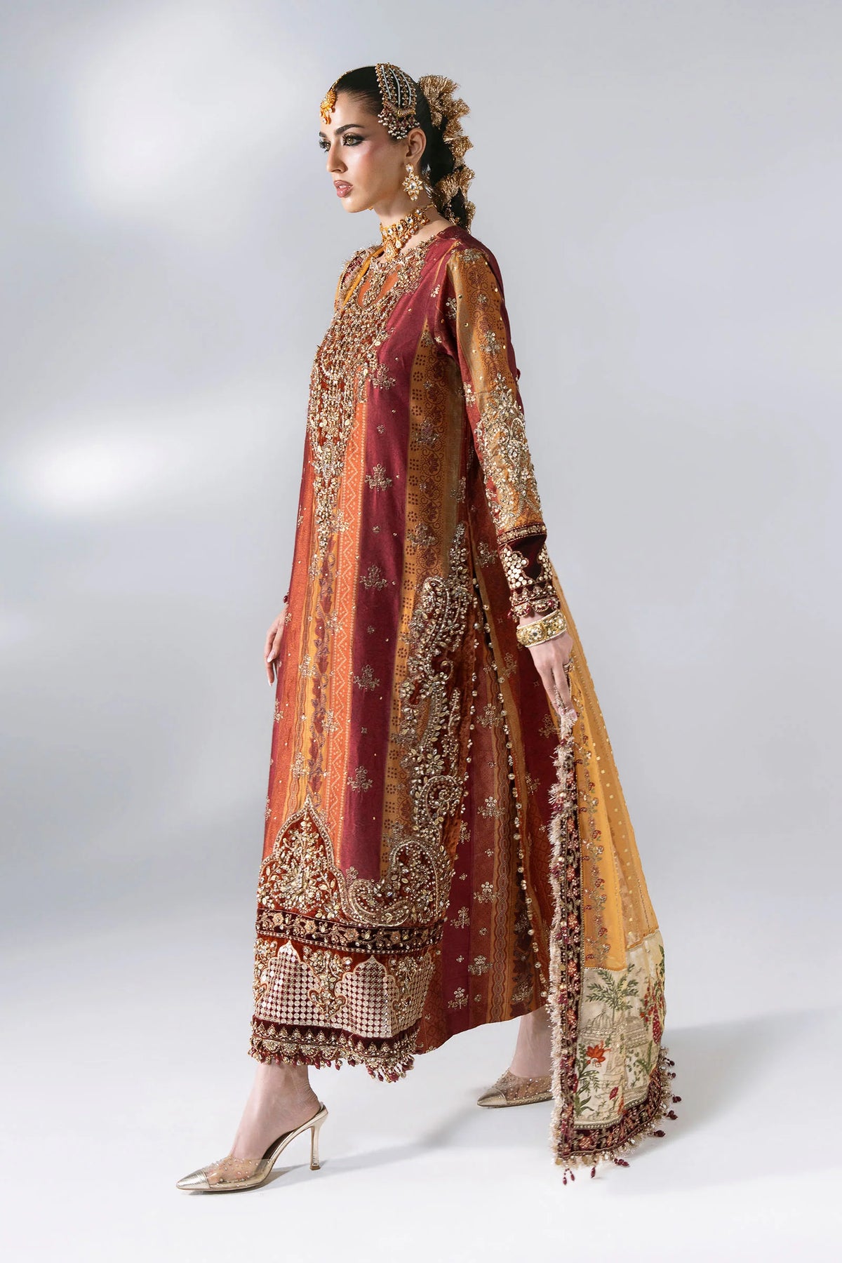 3 Piece Unstitched Embroidered Raw Silk Suit | BD - 3104