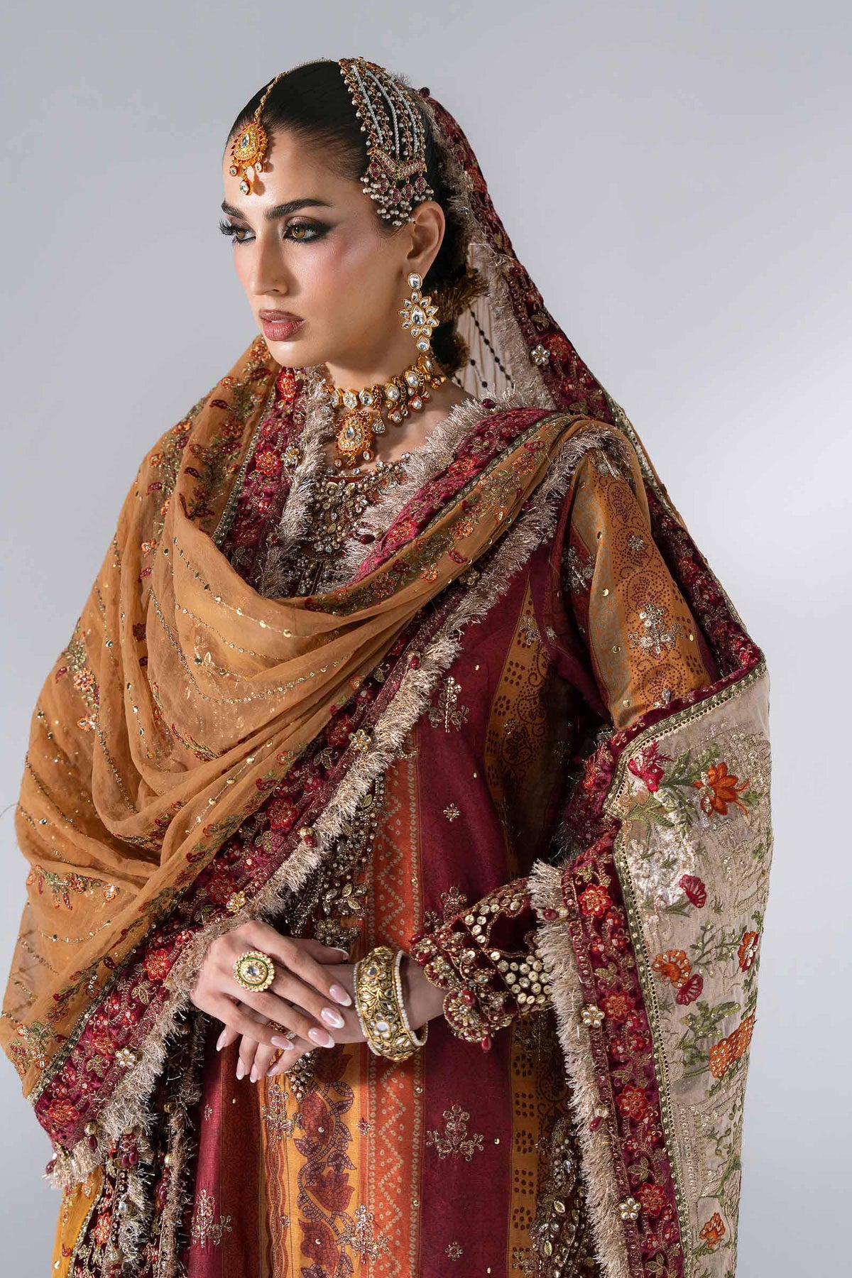 3 Piece Unstitched Embroidered Raw Silk Suit | BD - 3104