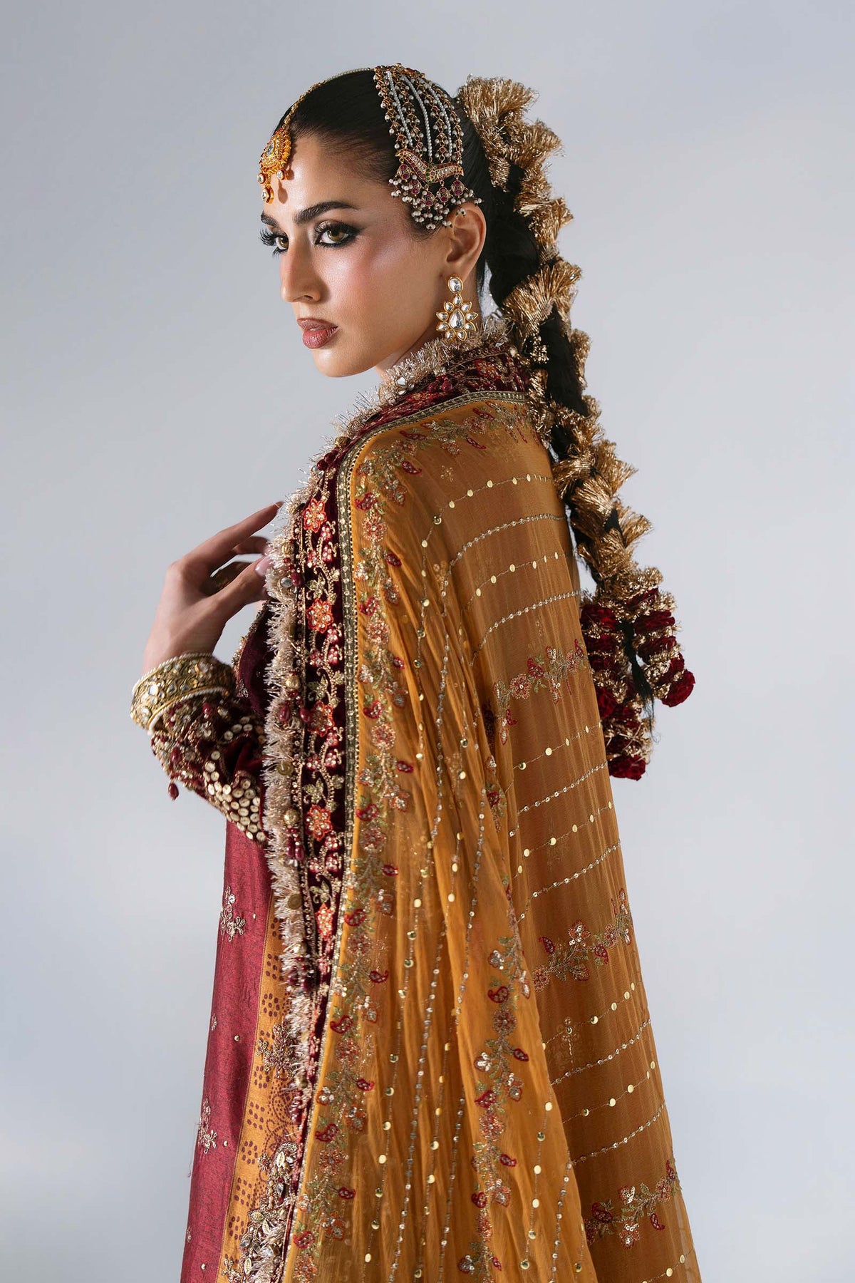 3 Piece Unstitched Embroidered Raw Silk Suit | BD - 3104
