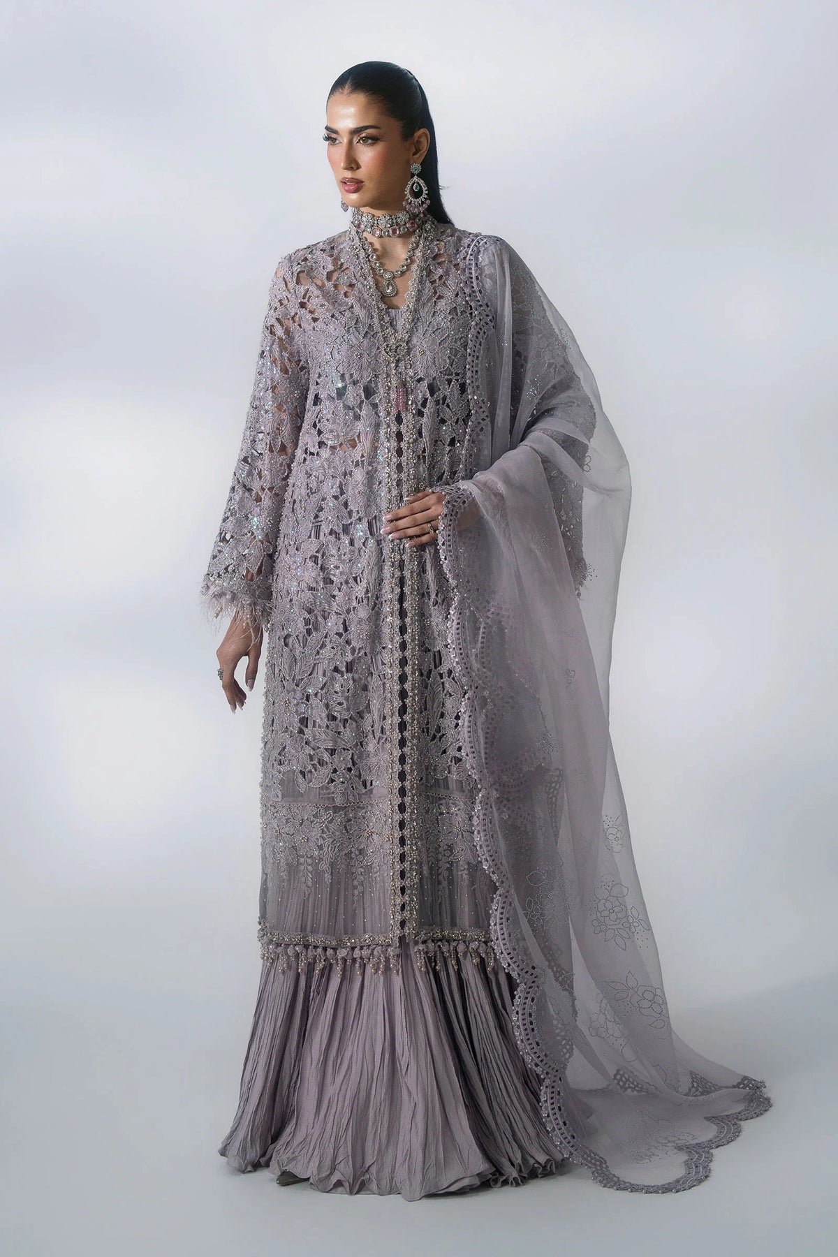 3 Piece Unstitched Embroidered Organza Suit | BD - 3105