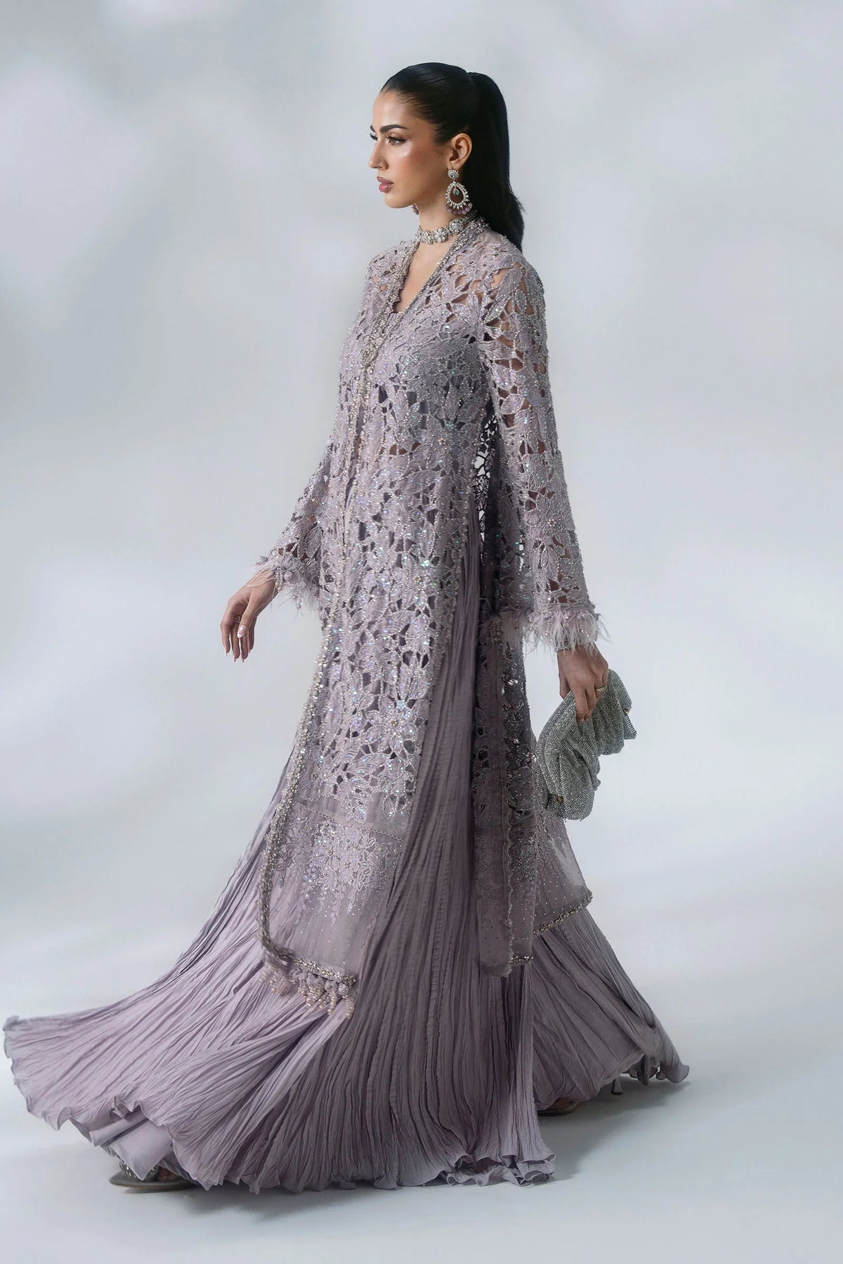 3 Piece Unstitched Embroidered Organza Suit | BD - 3105