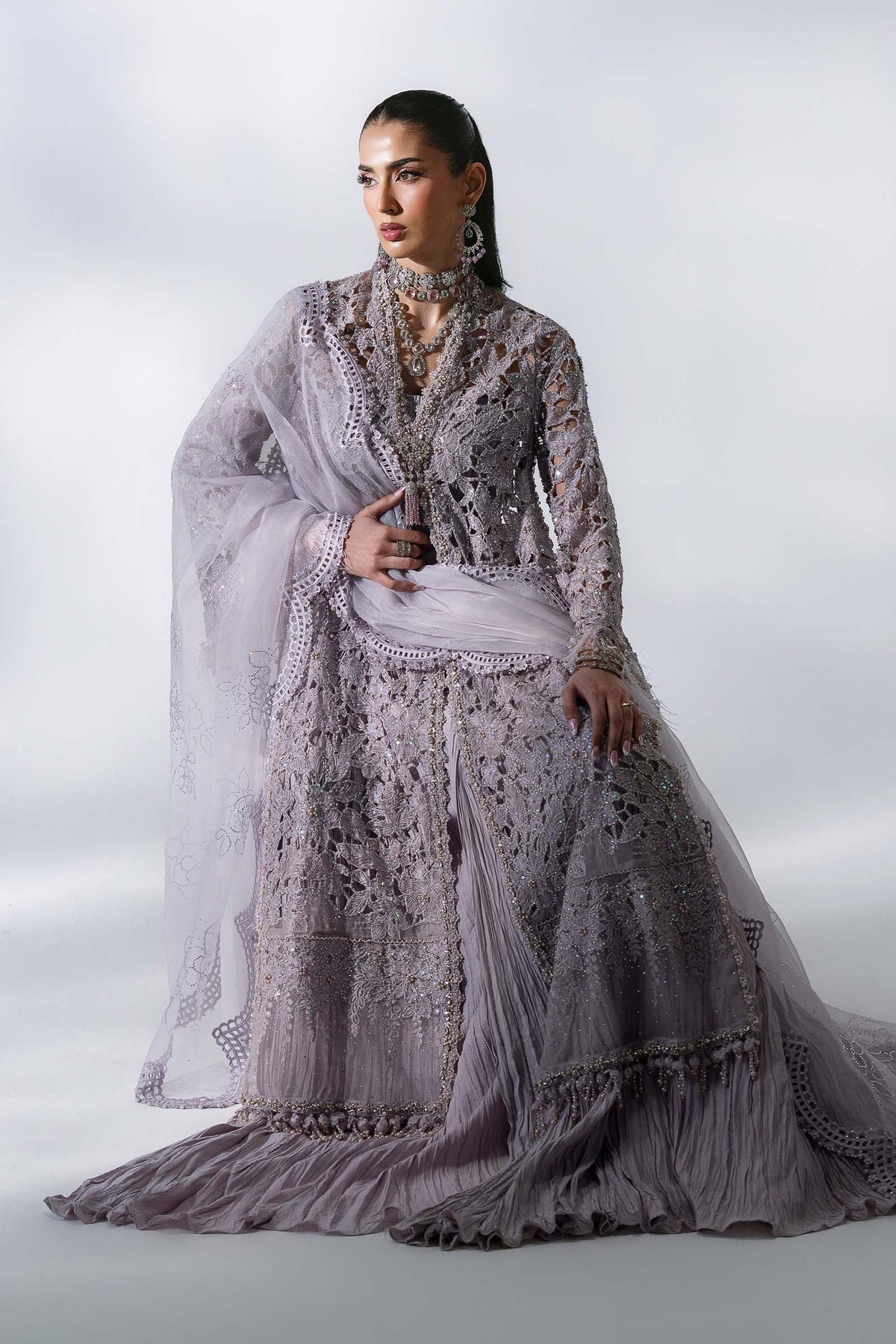 3 Piece Unstitched Embroidered Organza Suit | BD - 3105