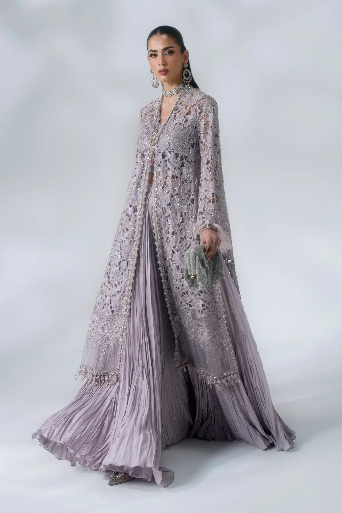 3 Piece Unstitched Embroidered Organza Suit | BD - 3105