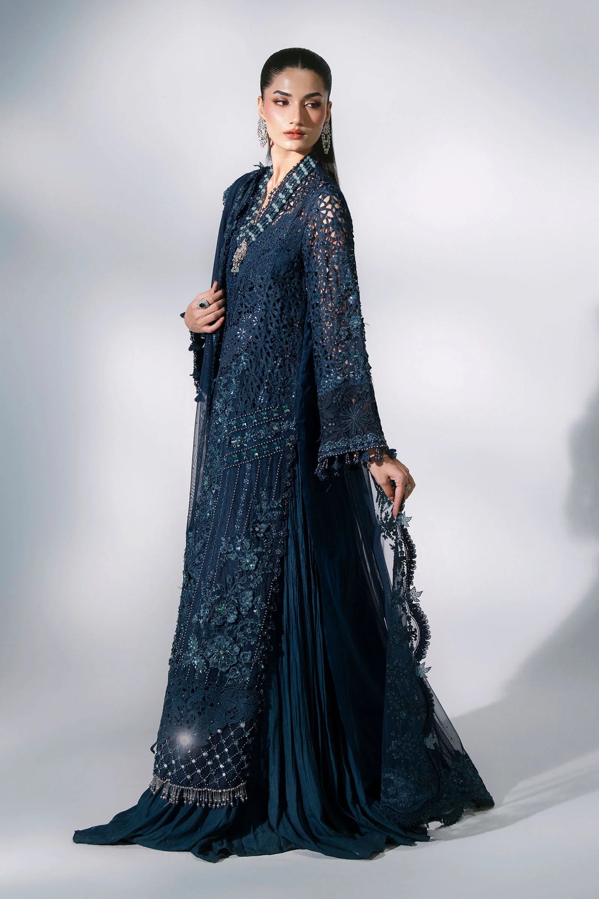 3 Piece Unstitched Embroidered Organza Suit | BD - 3106
