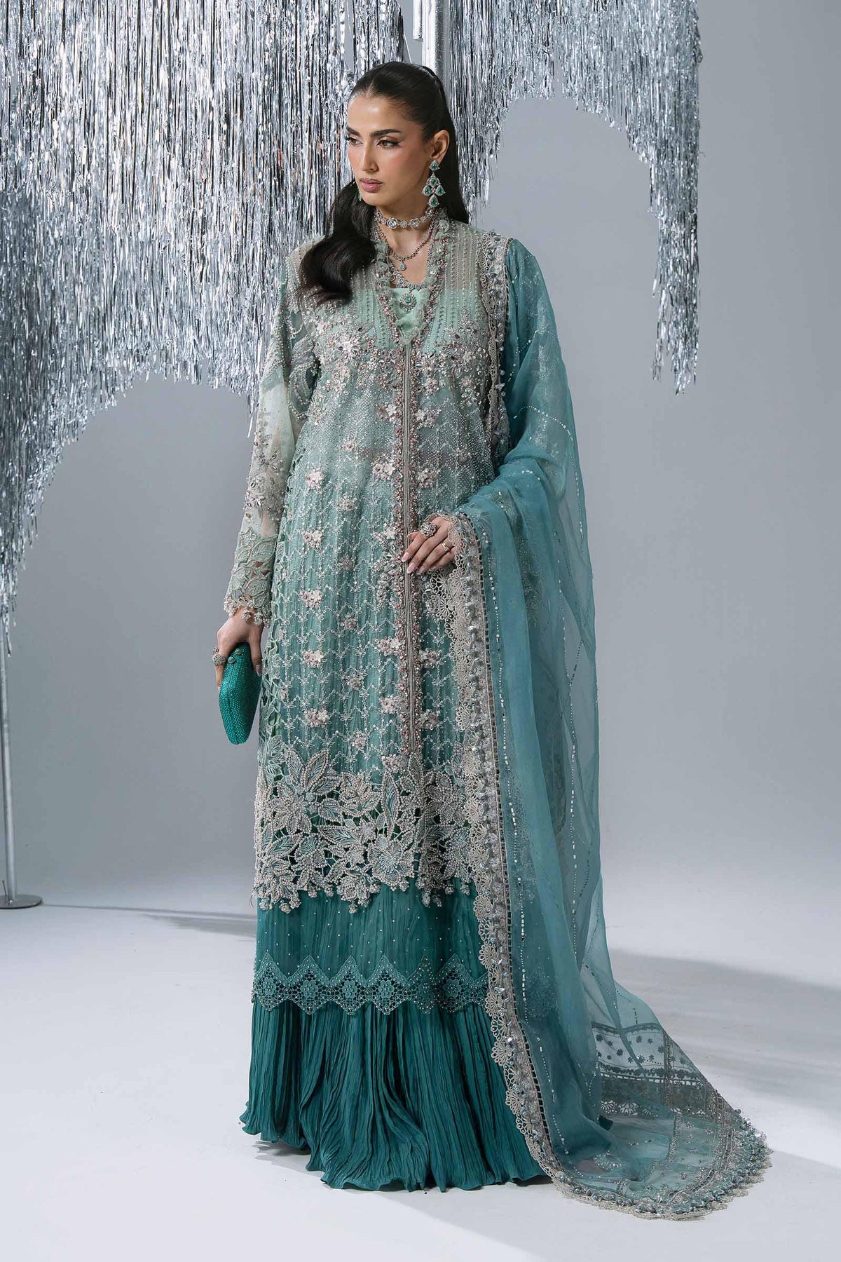 3 Piece Unstitched Embroidered Organza Suit | BD - 3107