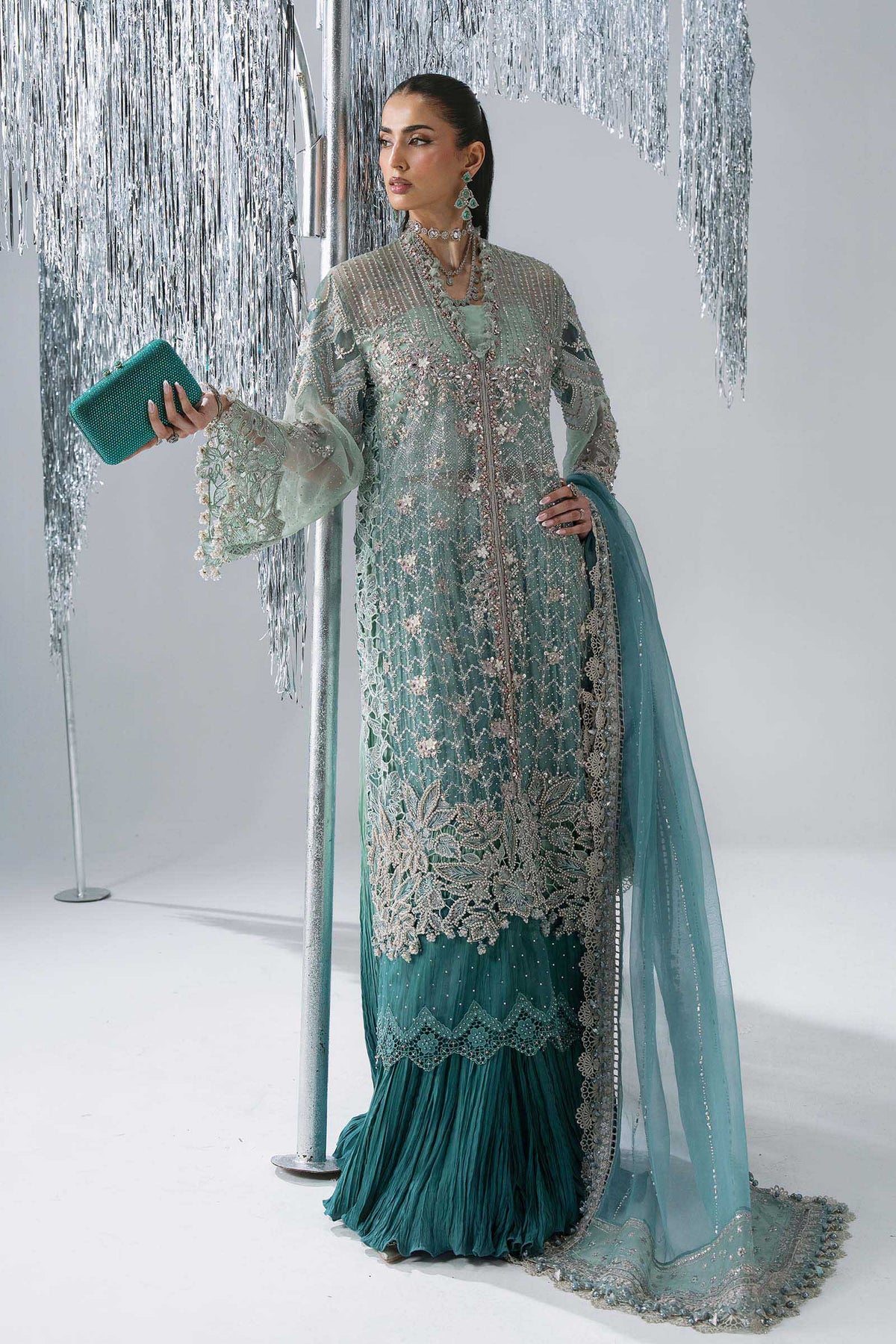 3 Piece Unstitched Embroidered Organza Suit | BD - 3107