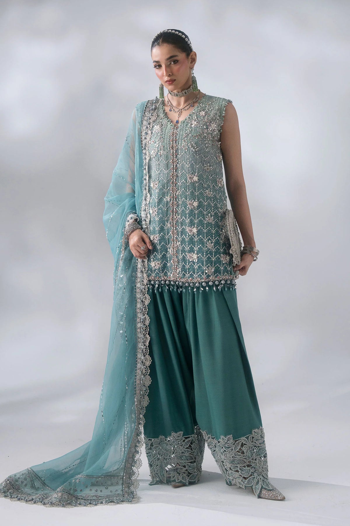 3 Piece Unstitched Embroidered Organza Suit | BD - 3107