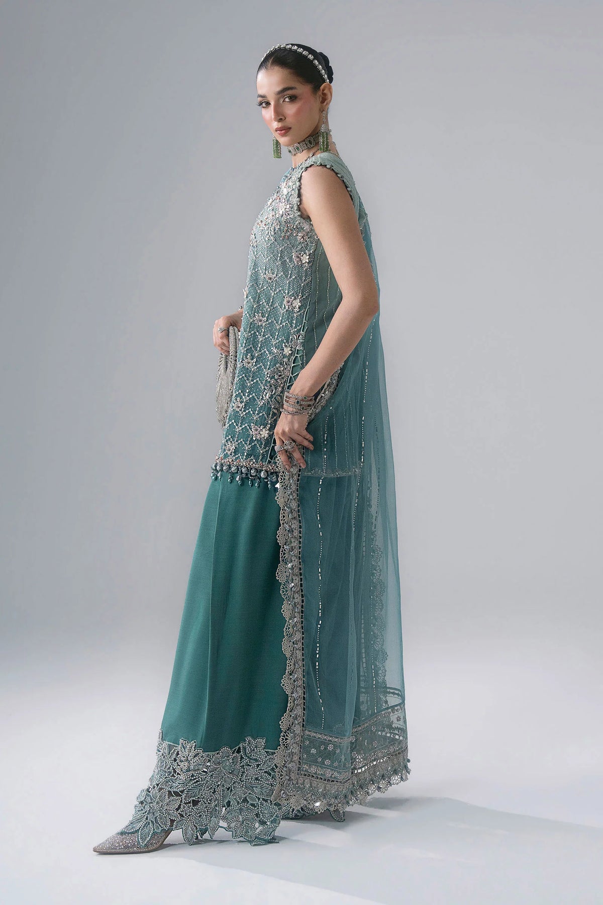 3 Piece Unstitched Embroidered Organza Suit | BD - 3107