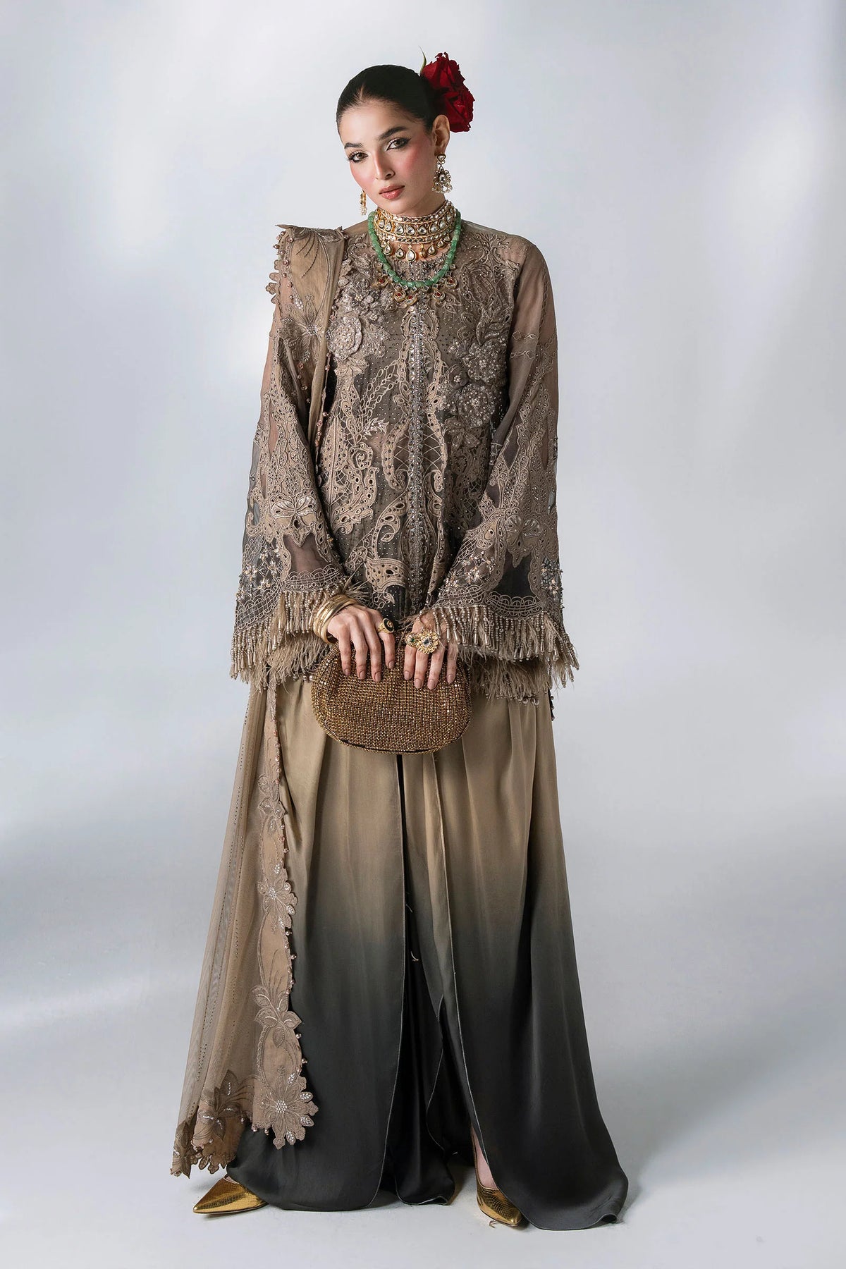 3 Piece Unstitched Embroidered Chiffon Suit | BD - 3102