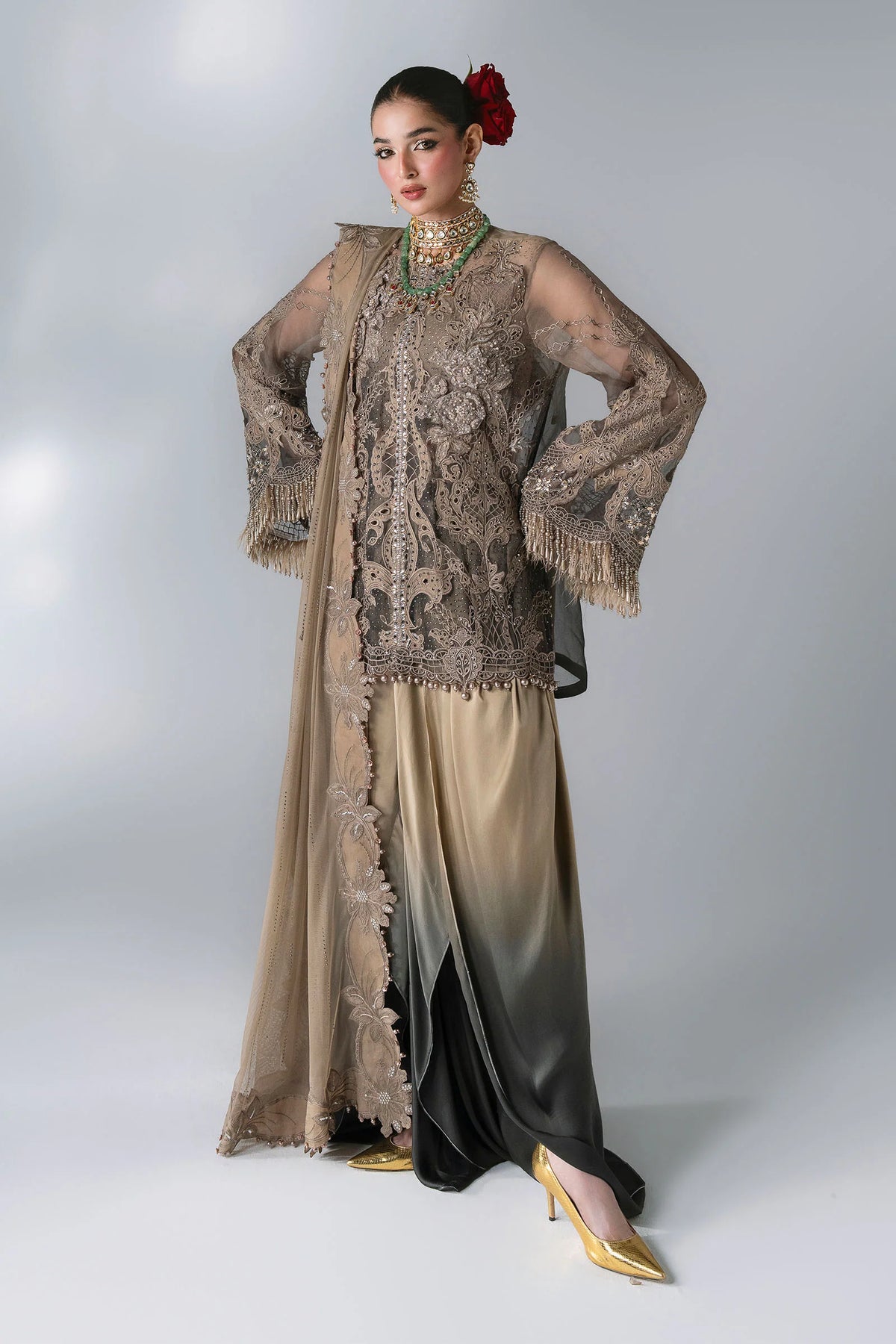 3 Piece Unstitched Embroidered Chiffon Suit | BD - 3102