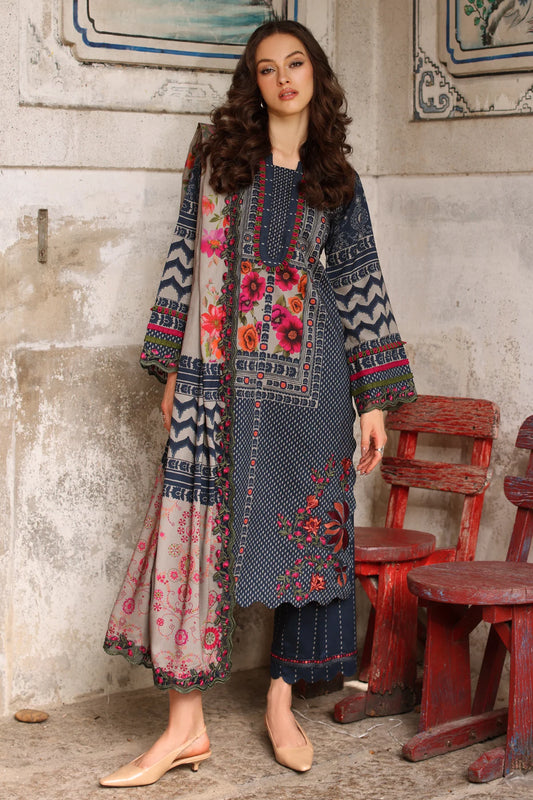 3-PC Unstitched Embroidered Linen Collection CCW7-28