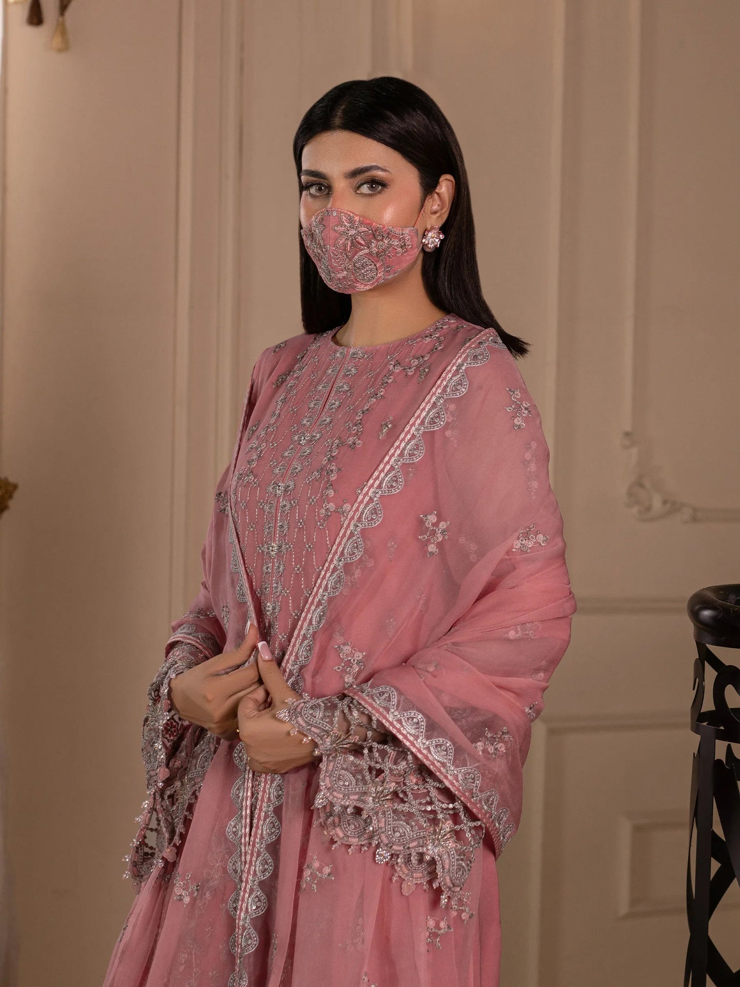 Rosavyn - 3 Piece Embroidered Chiffon Dress