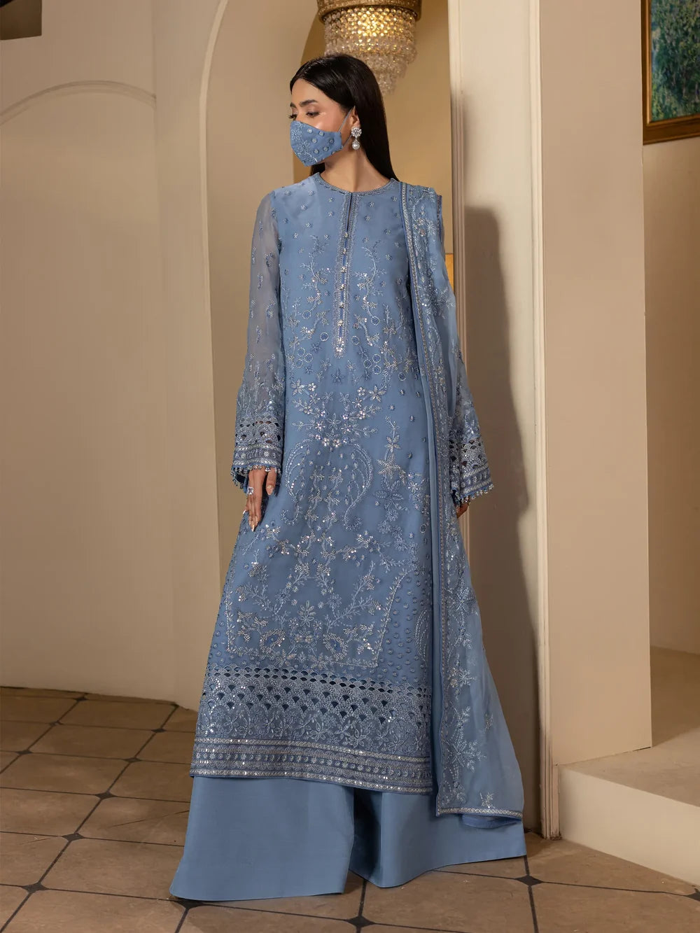 Nivara - 3 Piece Embroidered Chiffon Dress