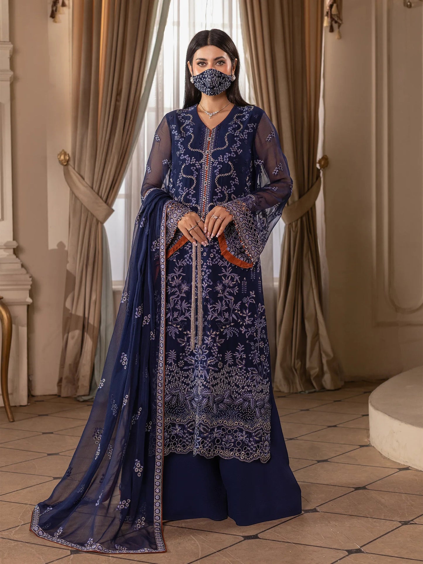 Neelam - 3 Piece Embroidered Chiffon Dress