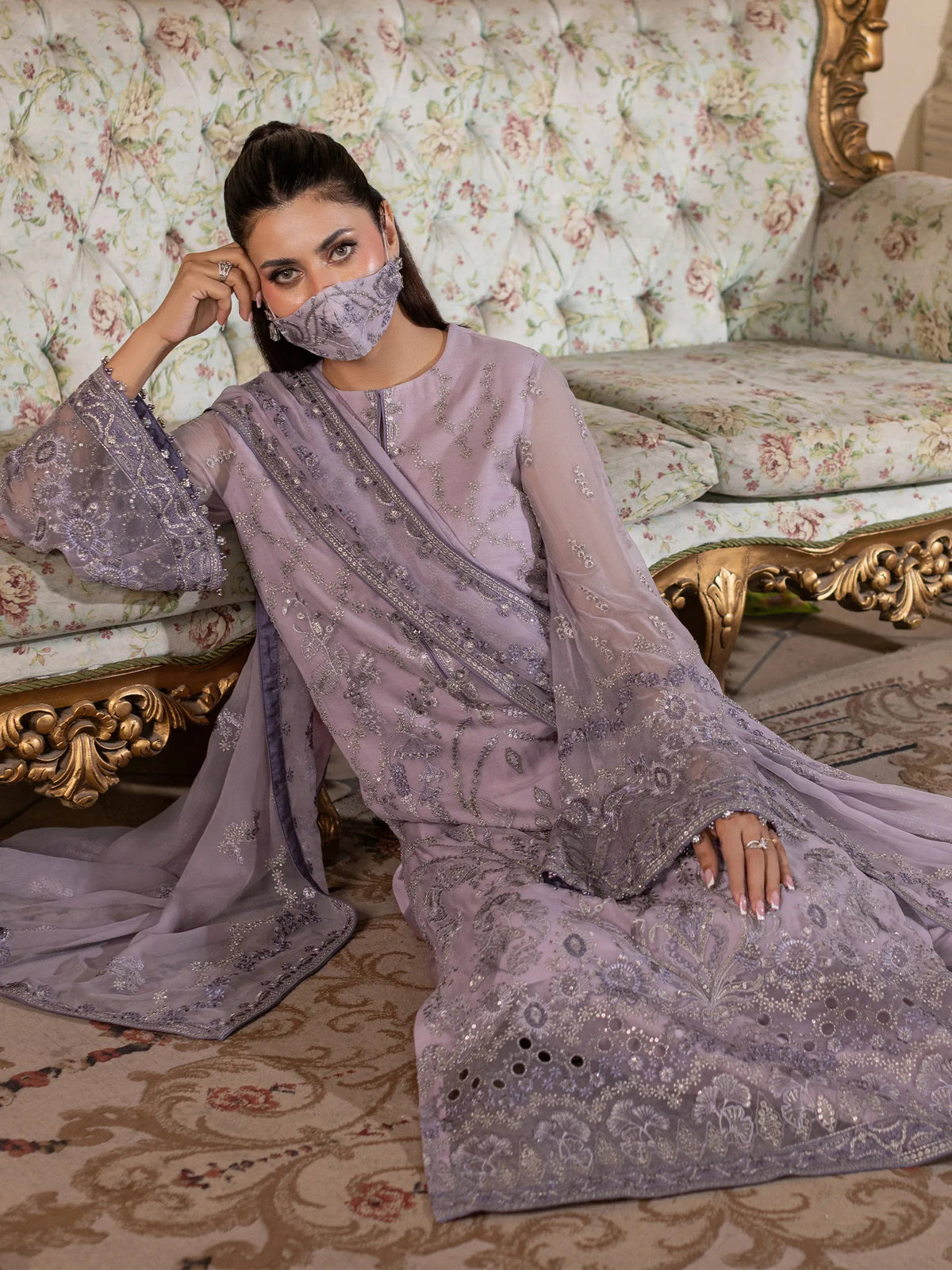 Laila - 3 Piece Embroidered Chiffon Dress