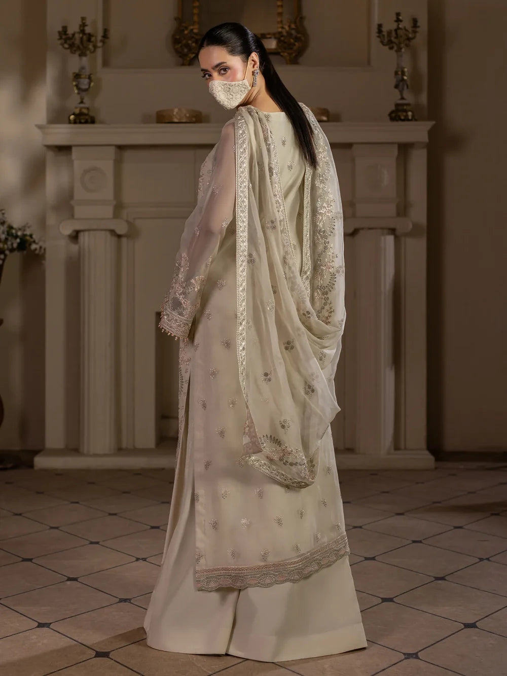 Safa - 3 Piece Embroidered Chiffon Dress