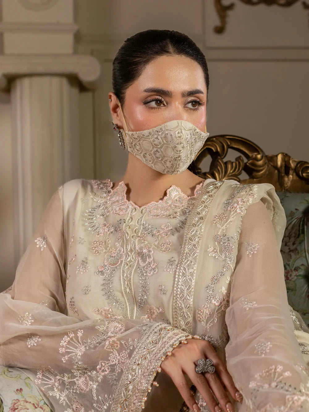 Safa - 3 Piece Embroidered Chiffon Dress