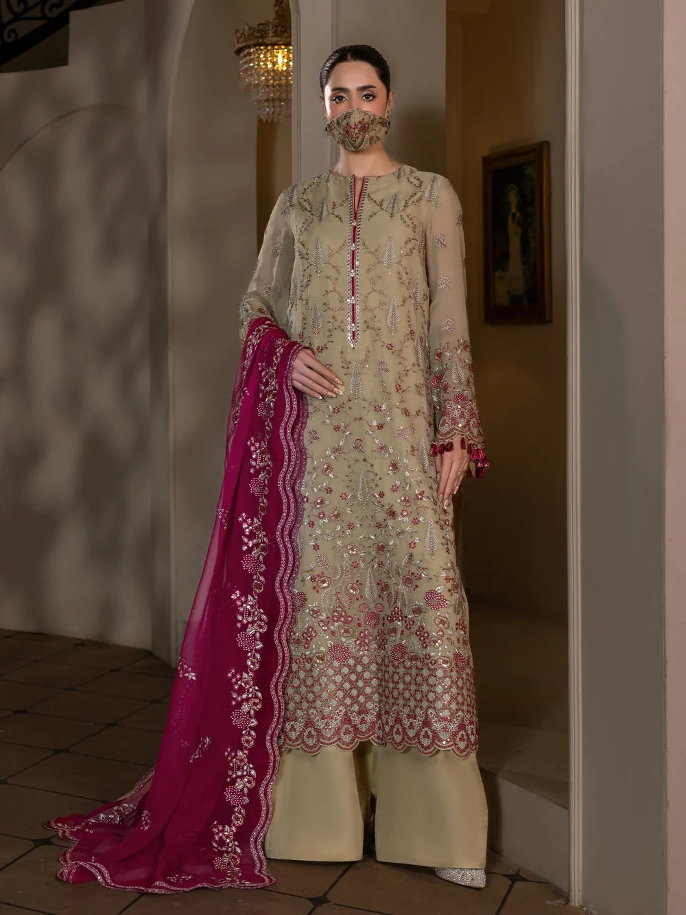 Zohra - 3 Piece Embroidered Chiffon Dress
