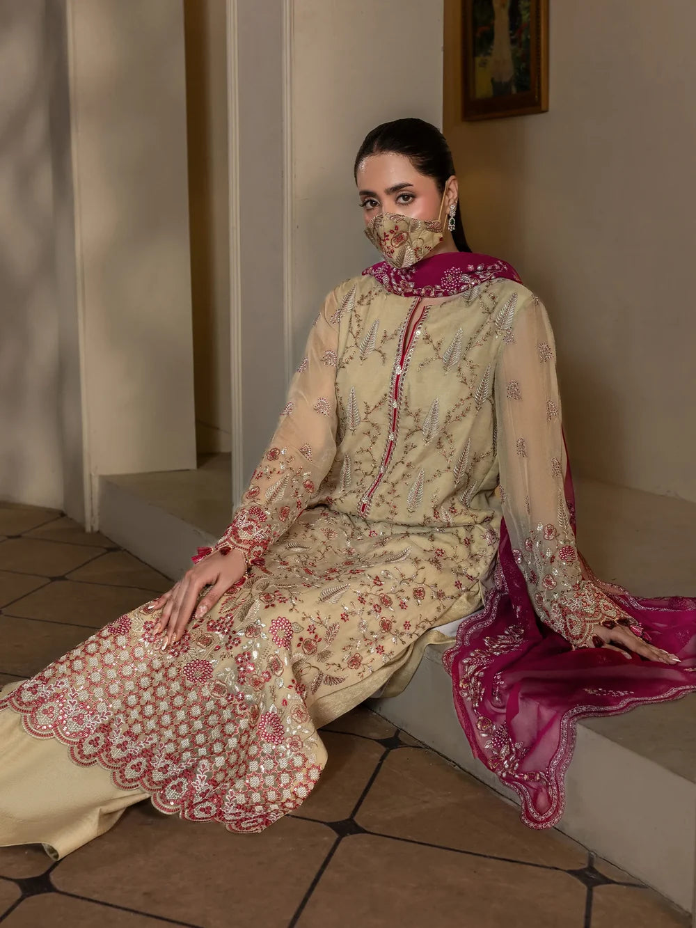 Zohra - 3 Piece Embroidered Chiffon Dress