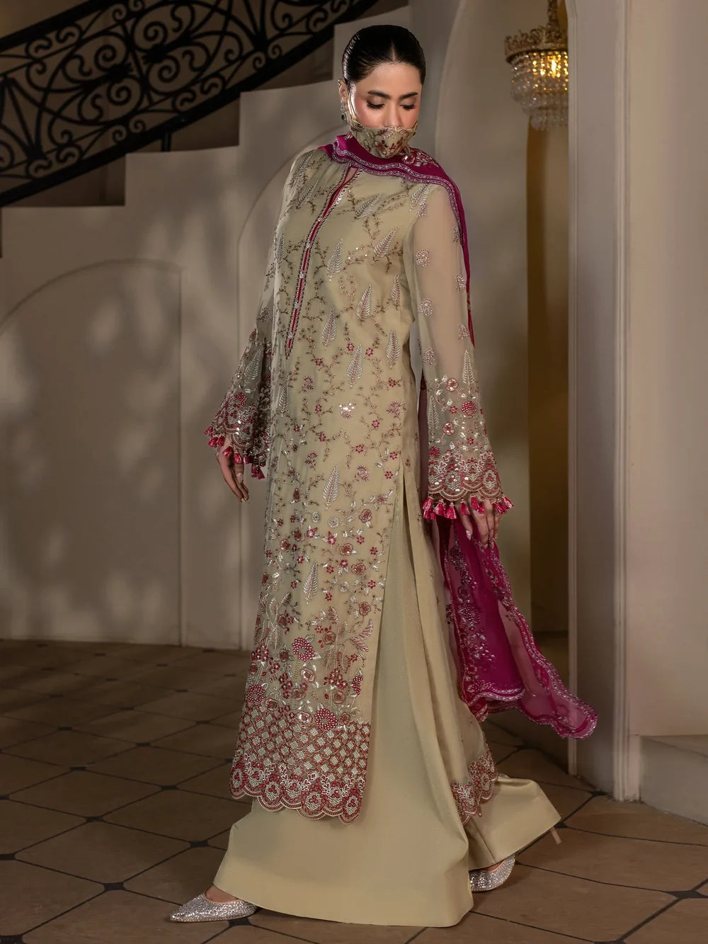 Zohra - 3 Piece Embroidered Chiffon Dress