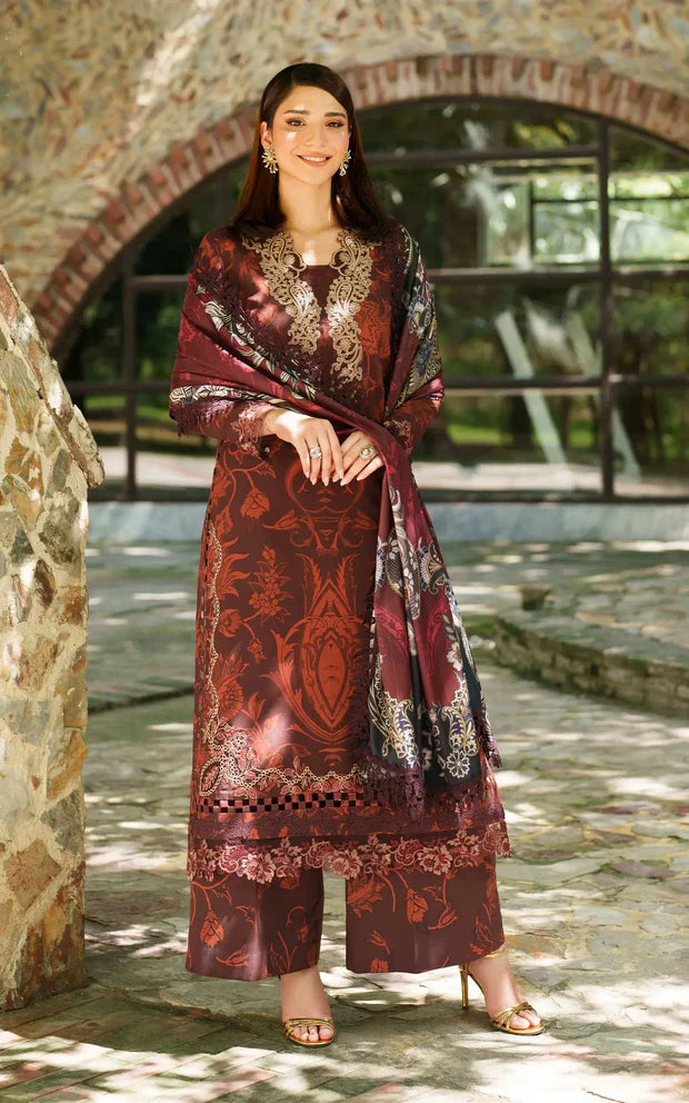 Crimson Chill | 3pcs Embroidered Unstitched Winter