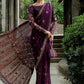 Unstitched Embroidered Chiffon Saree