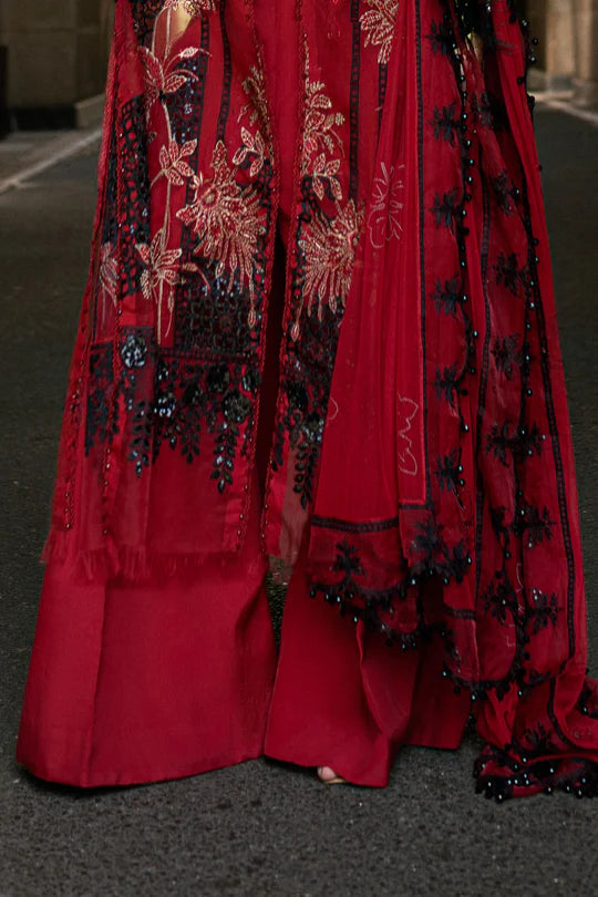 3 Piece Unstitched Embroidered Organza Suit