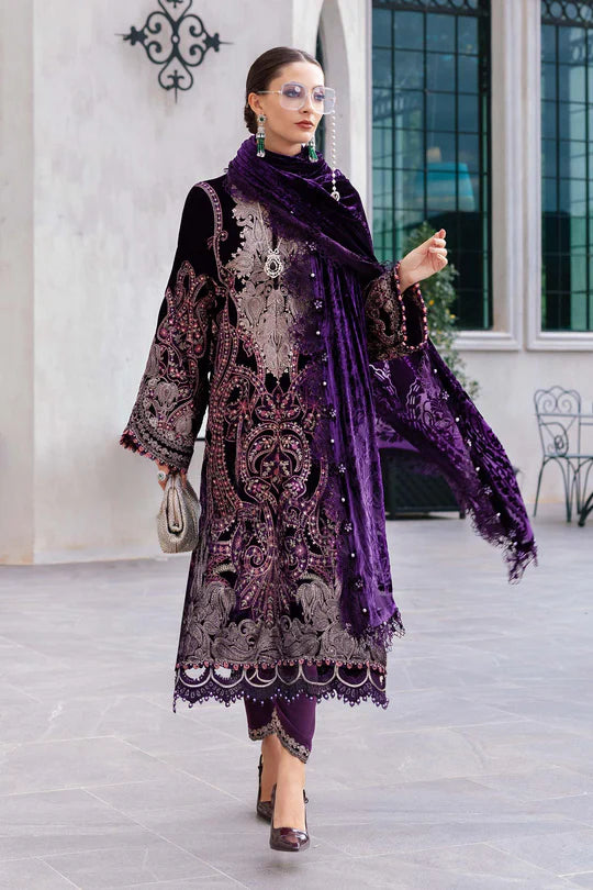 3 Piece Unstitched Embroidered Velvet Suit