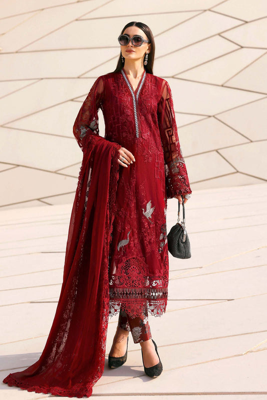 3 Piece Unstitched Embroidered Net Suit