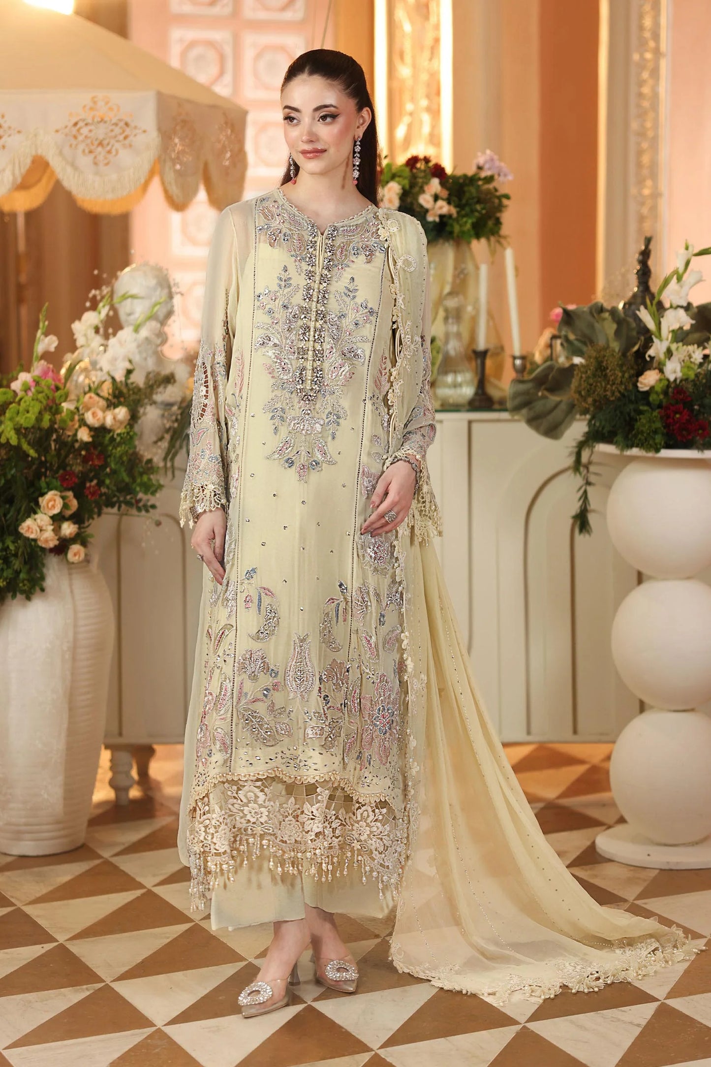 3 Piece Embroidered Chiffon Suit | MPC-26-208