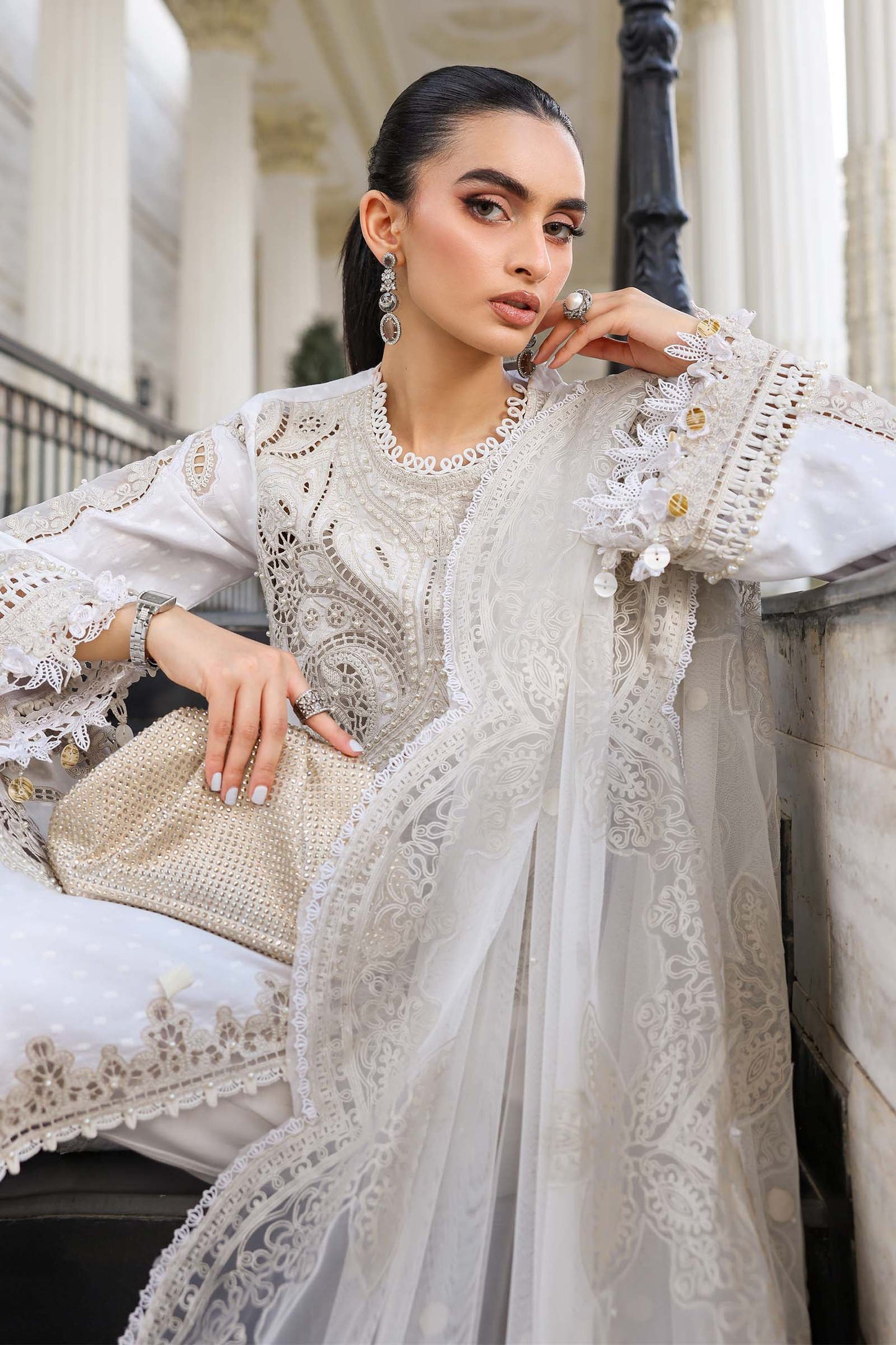 3 Piece Unstitched Embroidered Jacquard Lawn Suit | EL-26-01